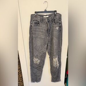 Distressed Gray Boyfriend Jeans